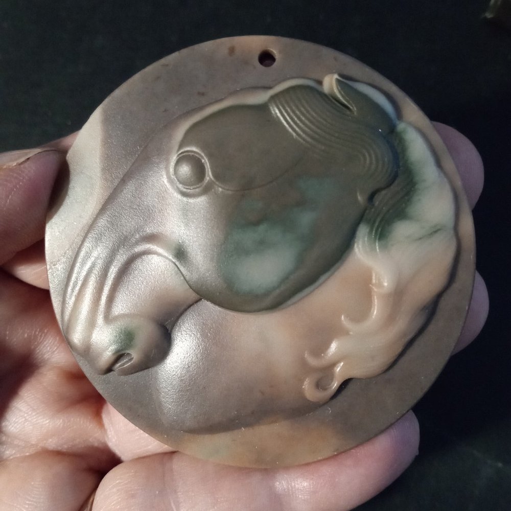 NEW Carved Jasper Horse Profile Pendant
